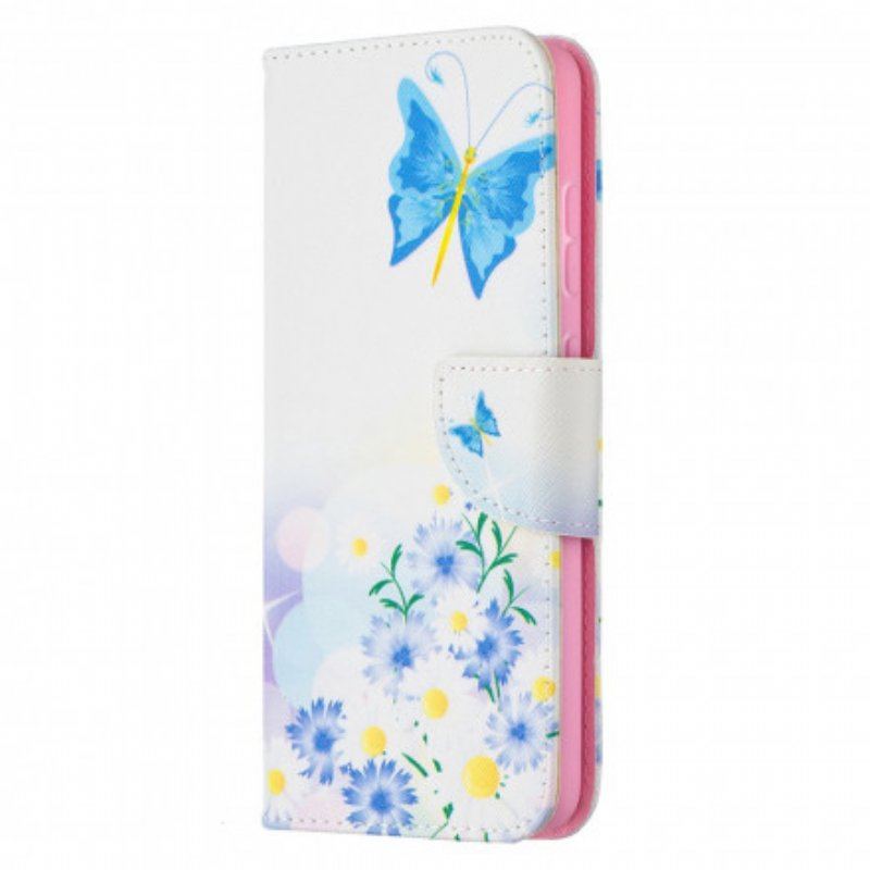 Etui Folio do Samsung Galaxy A52 4G / A52 5G / A52s 5G Malowane Motyle I Kwiaty