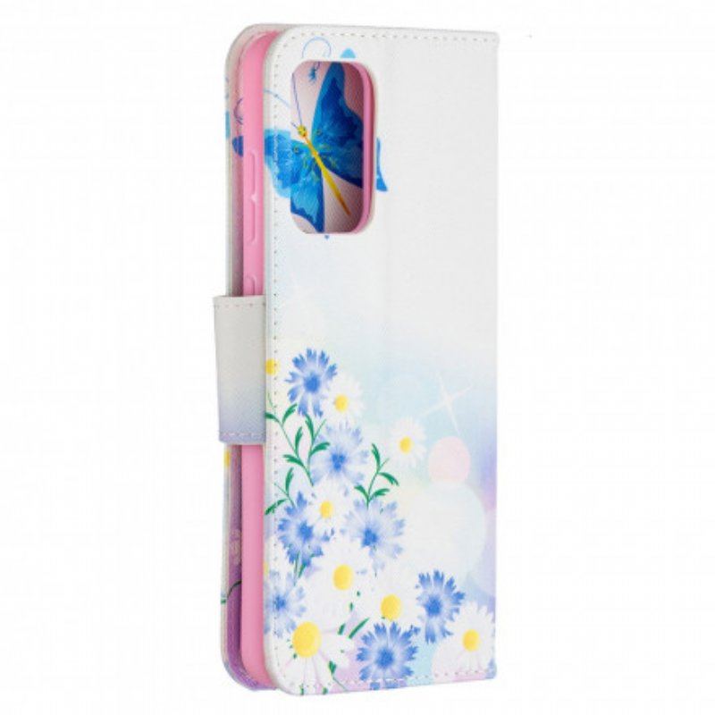 Etui Folio do Samsung Galaxy A52 4G / A52 5G / A52s 5G Malowane Motyle I Kwiaty