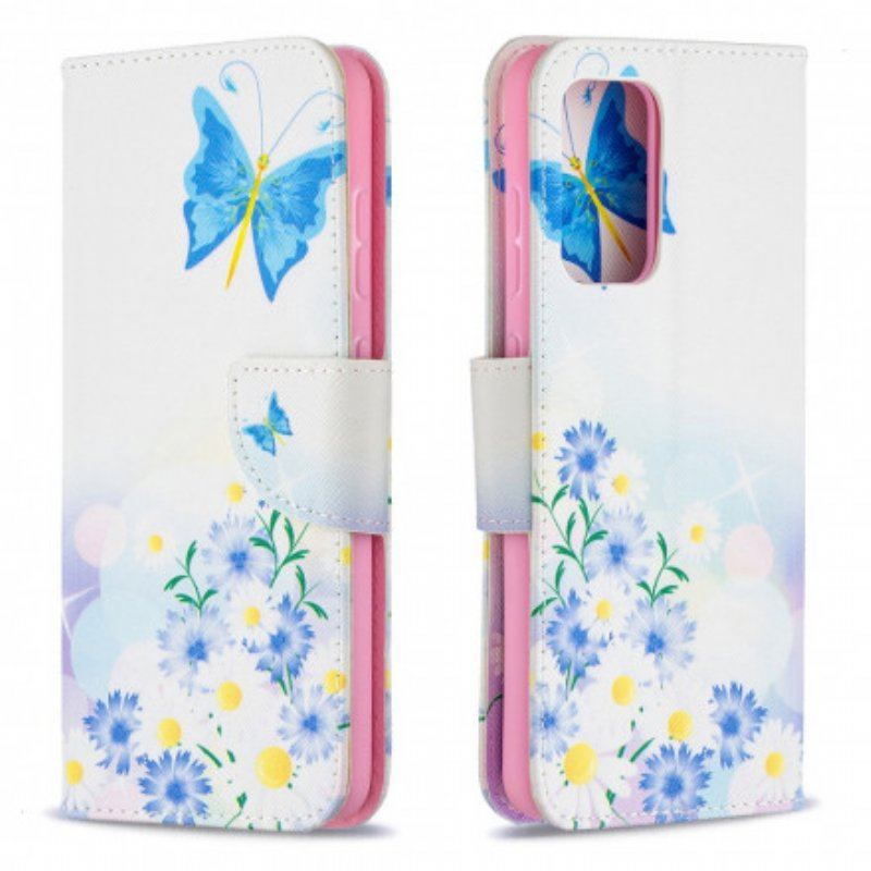 Etui Folio do Samsung Galaxy A52 4G / A52 5G / A52s 5G Malowane Motyle I Kwiaty