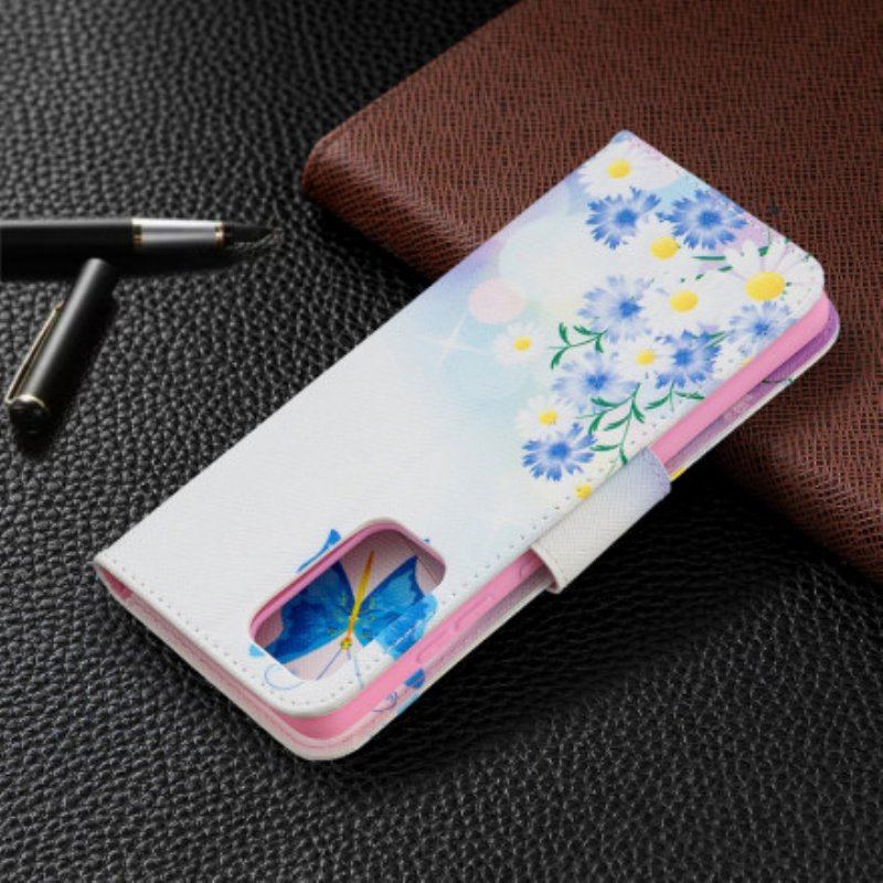 Etui Folio do Samsung Galaxy A52 4G / A52 5G / A52s 5G Malowane Motyle I Kwiaty