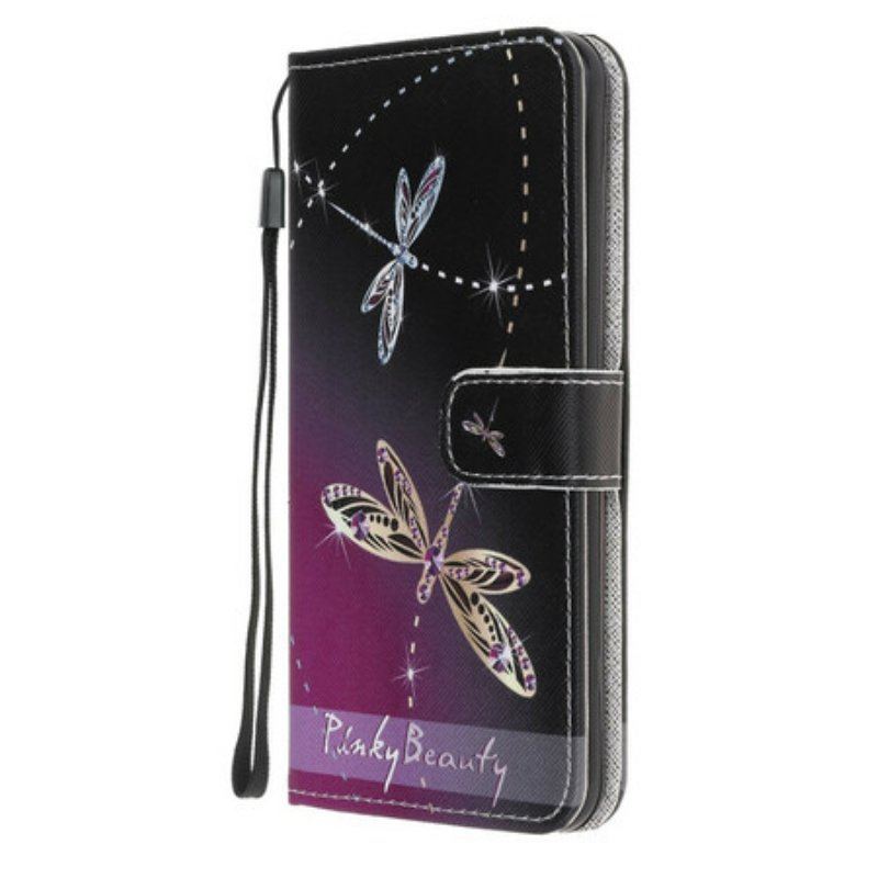 Etui Na Telefon Pokrowce do Samsung Galaxy A52 4G / A52 5G / A52s 5G z Łańcuch Paskowate Ważki