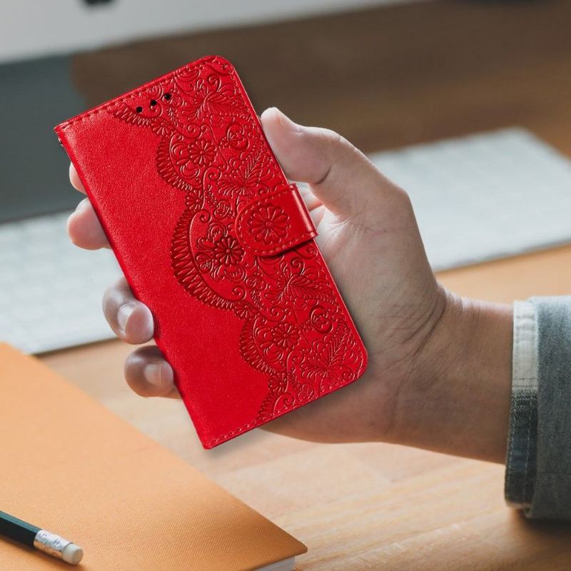 Etui Folio do Samsung Galaxy A32 4G Faux Leather Lace Design
