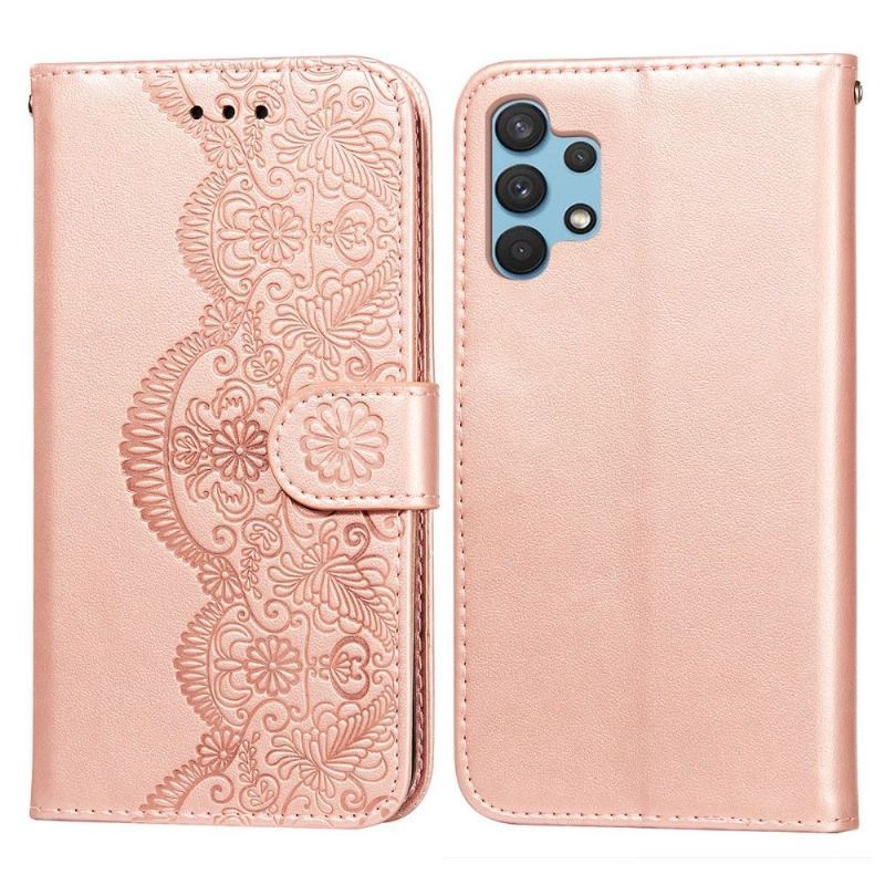 Etui Folio do Samsung Galaxy A32 4G Faux Leather Lace Design