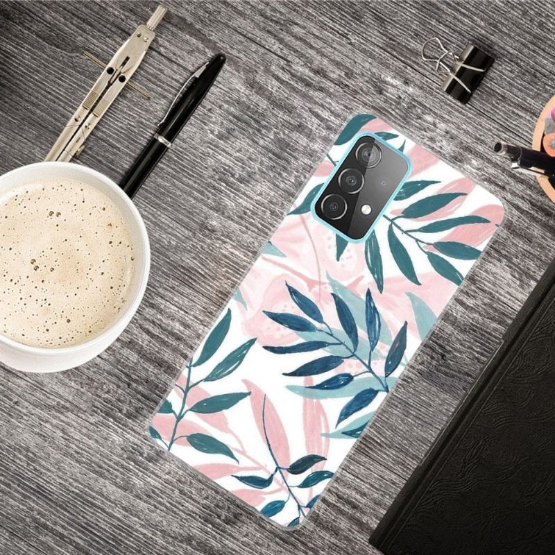 Futerały do Samsung Galaxy A32 4G Zielone I Różowe Liście