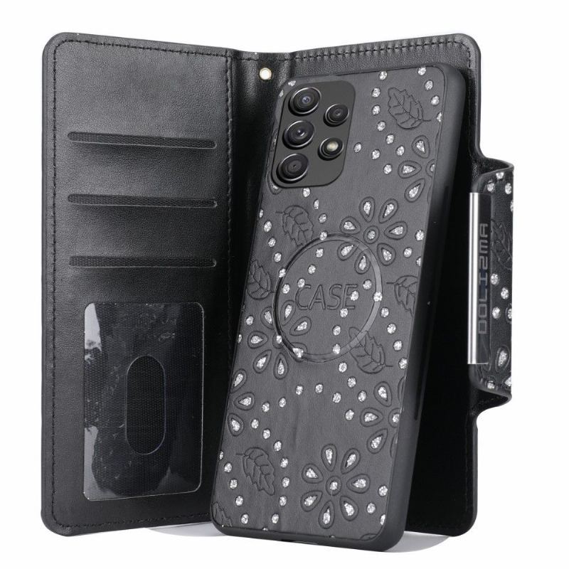 Futerały Etui Folio do Samsung Galaxy A32 4G Diamentowe Kwiaty