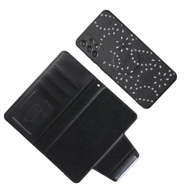 Futerały Etui Folio do Samsung Galaxy A32 4G Diamentowe Kwiaty