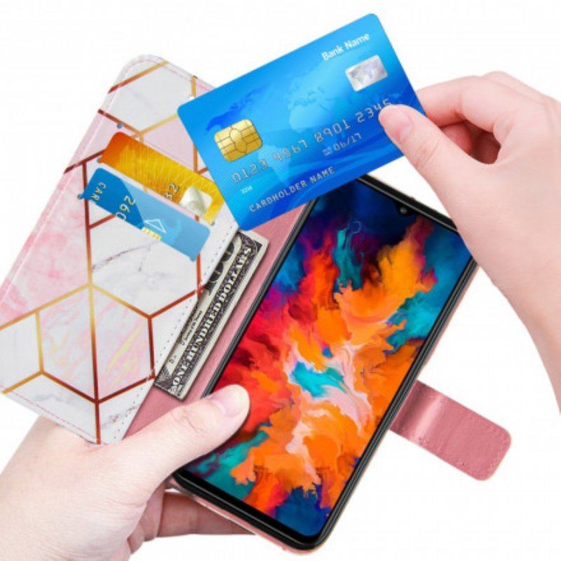 Etui Folio do Moto G50 z Łańcuch Pasiasty Geometryczny Marmur