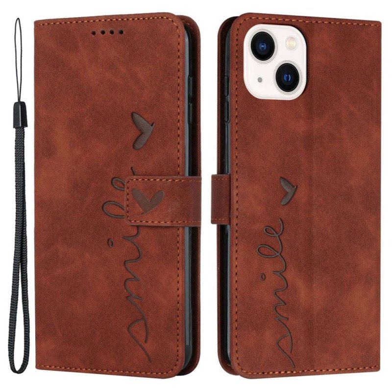 Etui Folio do iPhone 14 Uśmiech Ze Smyczą