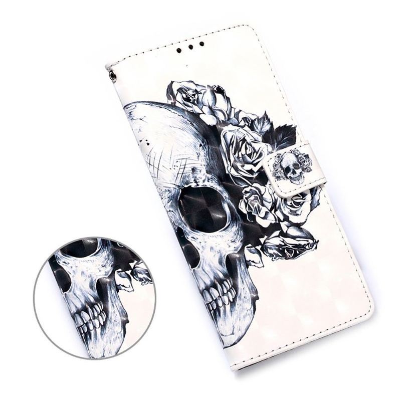 Etui Folio do Samsung Galaxy A32 5G Czaszki Kwiaty
