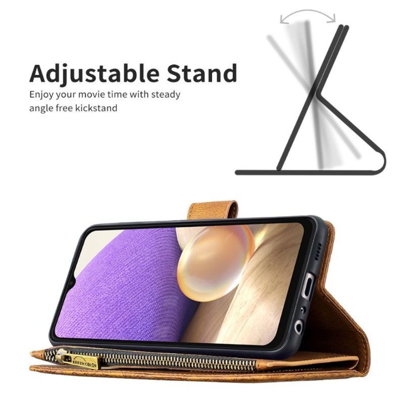 Skórzany Futerał do Samsung Galaxy A32 5G Portfel Latające Motyle