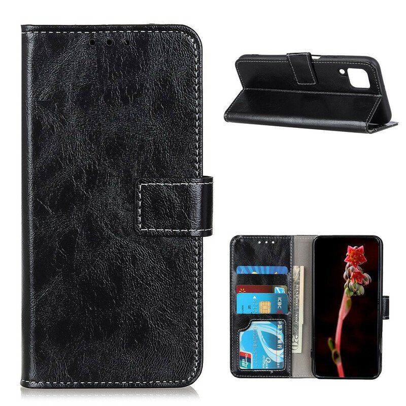 Etui Folio do Samsung Galaxy M12 / A12 Błyszczące I Odsłonięte Szwy