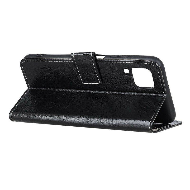 Etui Folio do Samsung Galaxy M12 / A12 Błyszczące I Odsłonięte Szwy