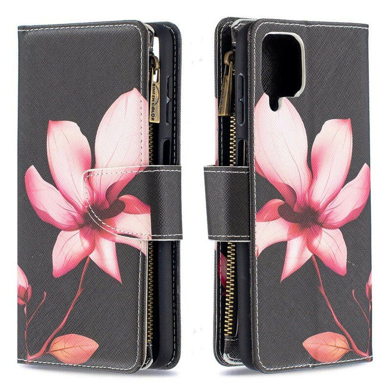 Etui Folio do Samsung Galaxy M12 / A12 Kieszonka Zapinana Na Zamek W Kwiaty