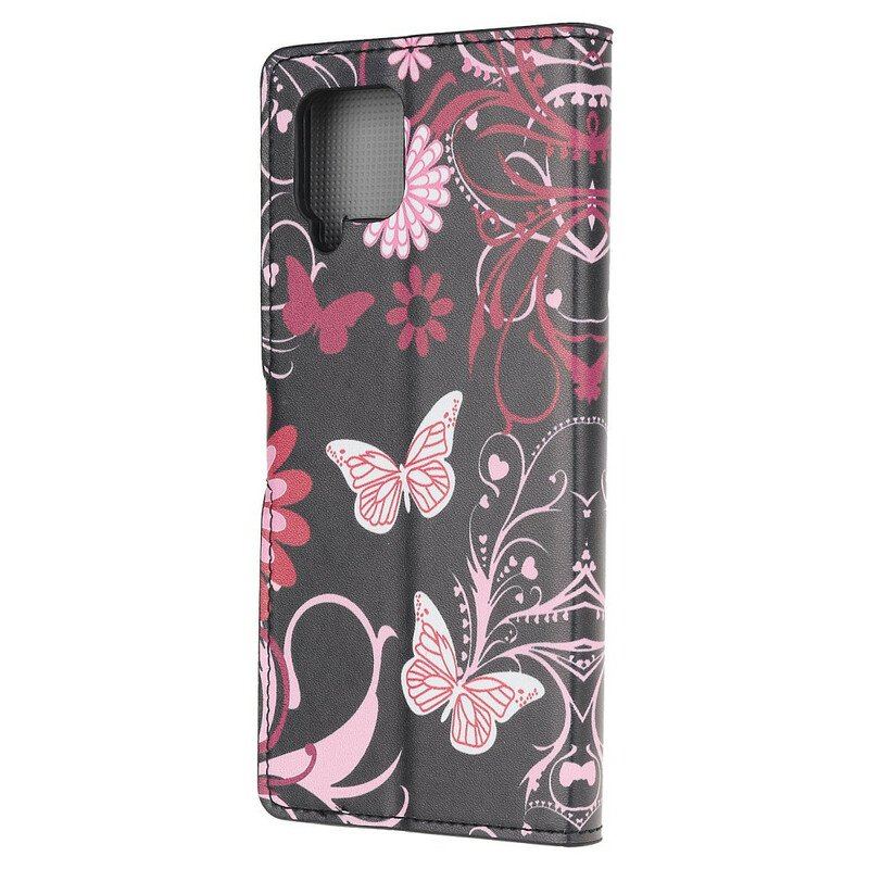 Etui Folio do Samsung Galaxy M12 / A12 Motyle I Kwiaty