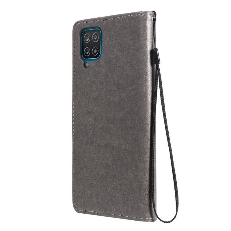 Etui Folio do Samsung Galaxy M12 / A12 z Łańcuch Drzewo I Pasiasty Kot