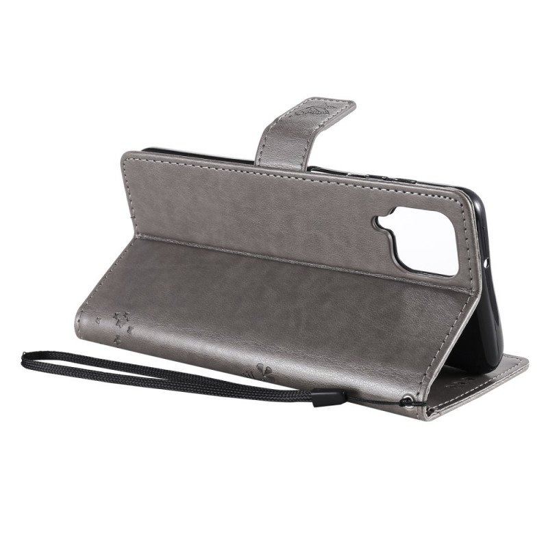 Etui Folio do Samsung Galaxy M12 / A12 z Łańcuch Drzewo I Pasiasty Kot