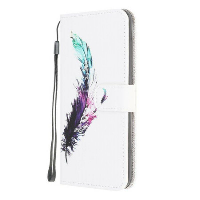 Etui Folio do Samsung Galaxy M12 / A12 z Łańcuch Pióro Z Smyczą