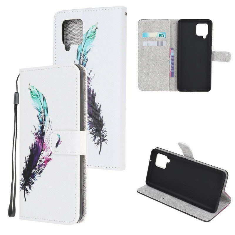 Etui Folio do Samsung Galaxy M12 / A12 z Łańcuch Pióro Z Smyczą