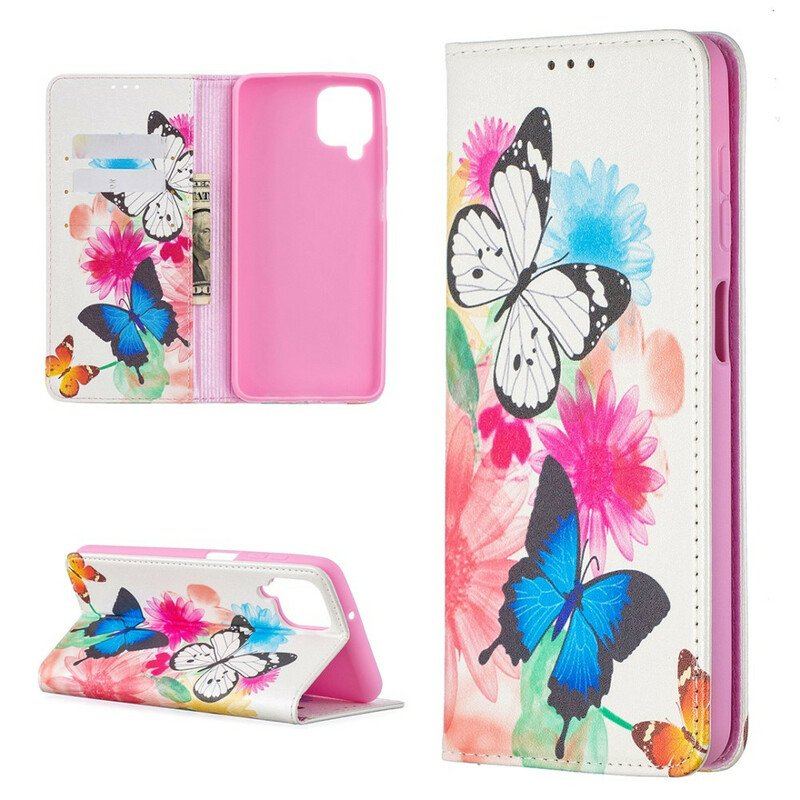 Etui Na Telefon do Samsung Galaxy M12 / A12 Etui Folio Kolorowe Motyle