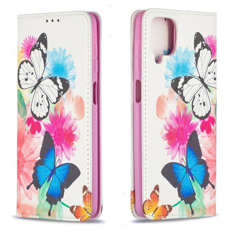 Etui Na Telefon do Samsung Galaxy M12 / A12 Etui Folio Kolorowe Motyle