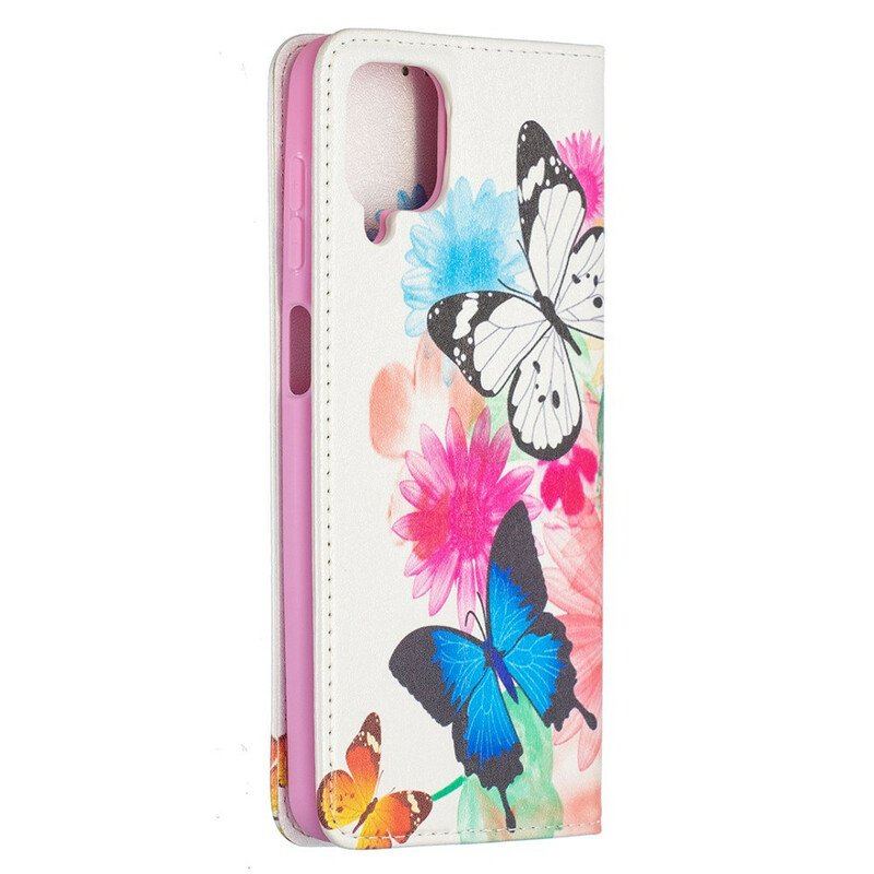 Etui Na Telefon do Samsung Galaxy M12 / A12 Etui Folio Kolorowe Motyle