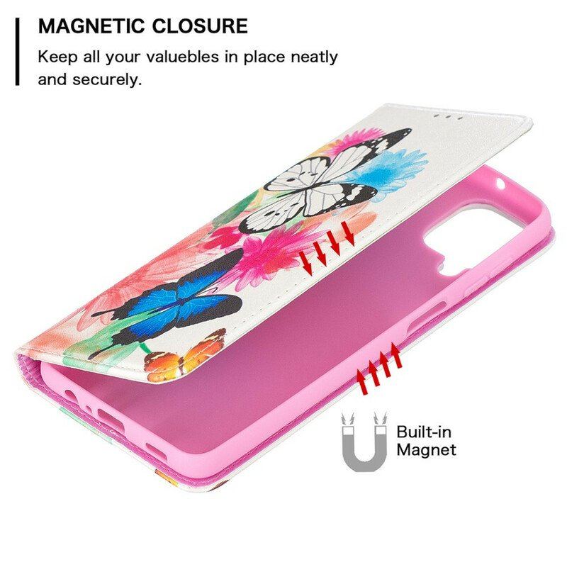 Etui Na Telefon do Samsung Galaxy M12 / A12 Etui Folio Kolorowe Motyle