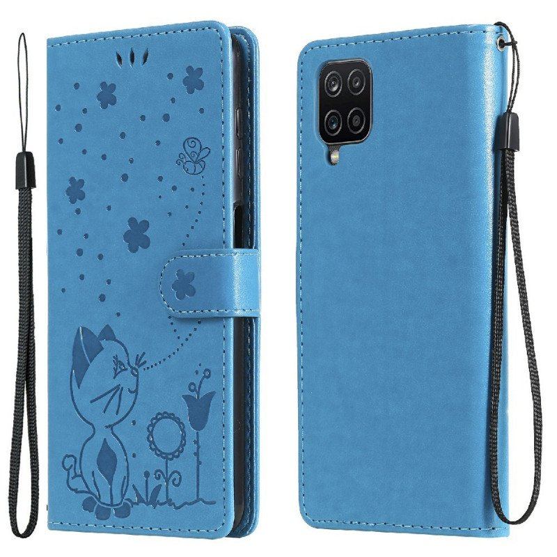 Obudowa Etui Na Telefon do Samsung Galaxy M12 / A12 z Łańcuch Kot I Pszczoła Z Smyczą