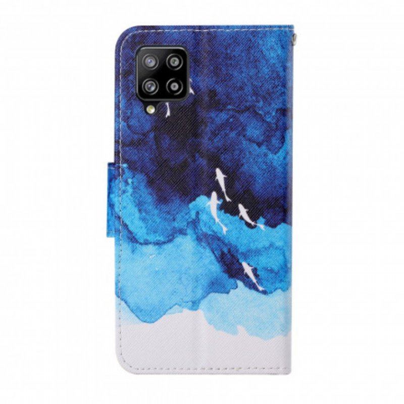 Skórzany Futerał do Samsung Galaxy M12 / A12 Morze Ze Stringami