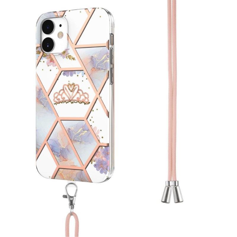 Etui do iPhone 12 / 12 Pro ze Sznurkiem Marmur I Korona