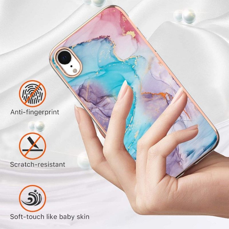 Etui do iPhone XR Classic Niebieski Kolorowy Marmur