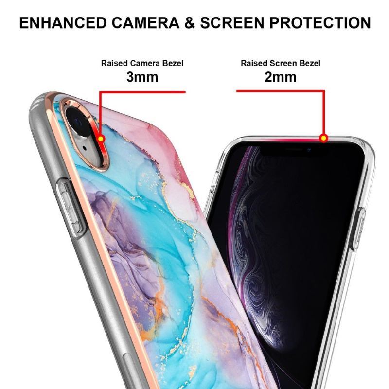 Etui do iPhone XR Classic Niebieski Kolorowy Marmur