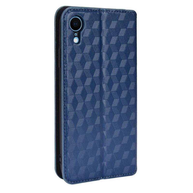 Skórzany Futerał do iPhone XR Etui Folio Geometria Projektu