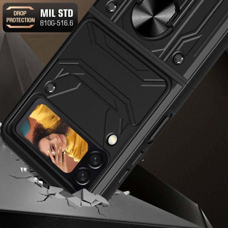 Etui do Samsung Galaxy Z Flip 4 Etui Folio Osłona Obiektywu Z Pierścieniem Podtrzymującym