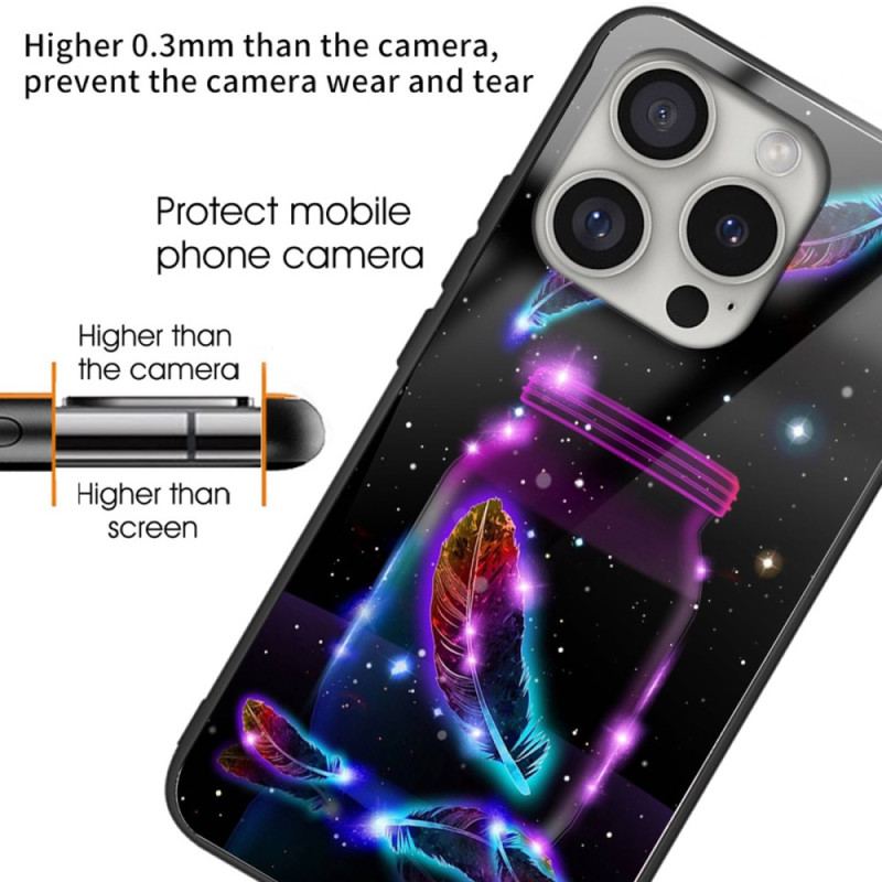 Etui Do iPhone 16 Pro Max Fluorescencyjne Pióro Ze Szkła Hartowanego