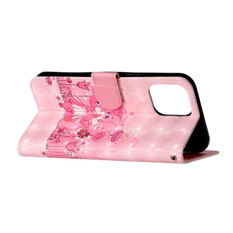 Etui Folio Do iPhone 16 Pro Max Misie Na Smyczy