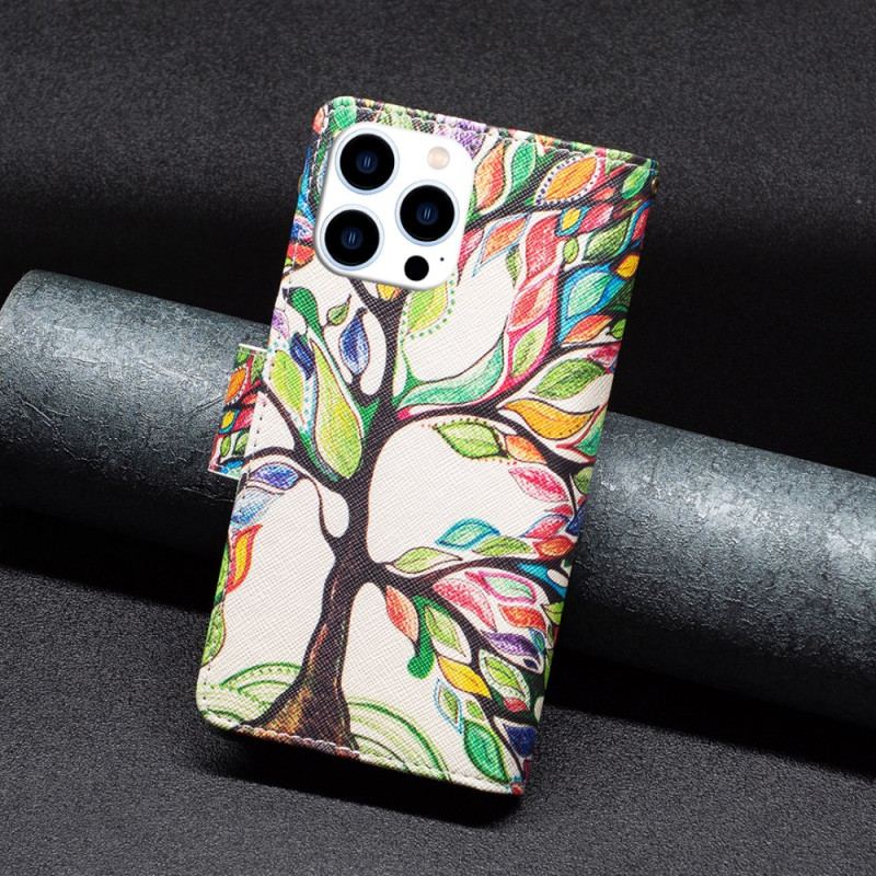 Etui Folio Do iPhone 16 Pro Max Portfel Drzewo Życia Z Paskiem