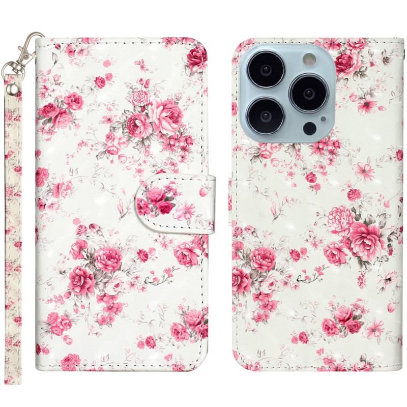 Etui Folio Do iPhone 16 Pro Max Róże Z Paskiem