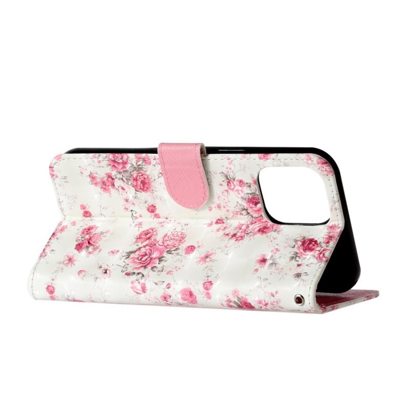 Etui Folio Do iPhone 16 Pro Max Róże Z Paskiem