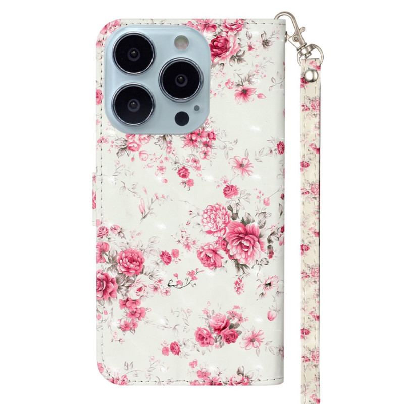 Etui Folio Do iPhone 16 Pro Max Róże Z Paskiem