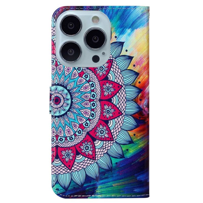 Etui Folio iPhone 16 Pro Max Kwiat Mandali Z Paskiem Etui Ochronne