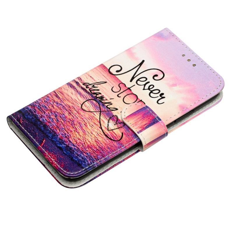 Etui Folio iPhone 16 Pro Max Nigdy Nie Przestawaj Marzyć Z Paskiem Etui Ochronne