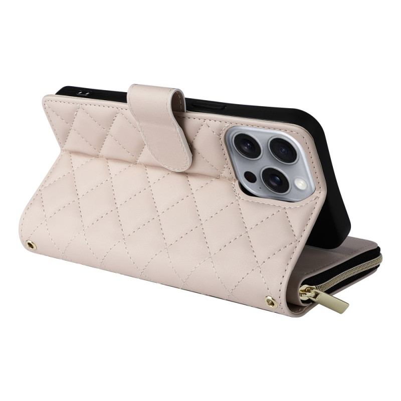 Etui Folio iPhone 16 Pro Max Wyściełany Pasek I Pasek Na Ramię Etui Ochronne