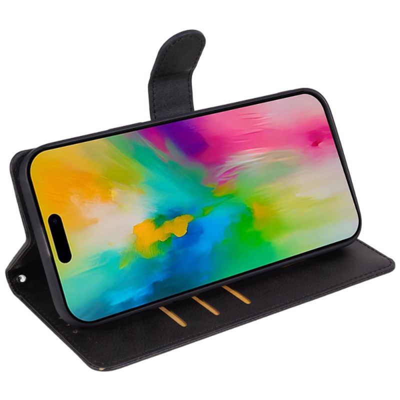 Etui Folio iPhone 16 Pro Max Wzór Ze Sztucznej Skóry