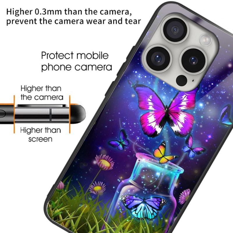 Etui iPhone 16 Pro Max Butelka Ze Szkła Hartowanego I Motyle