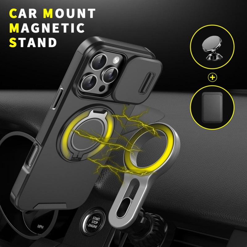 Etui iPhone 16 Pro Max Magnetyczny Z Osłoną Obiektywu I Uchwytem Pierścieniowym