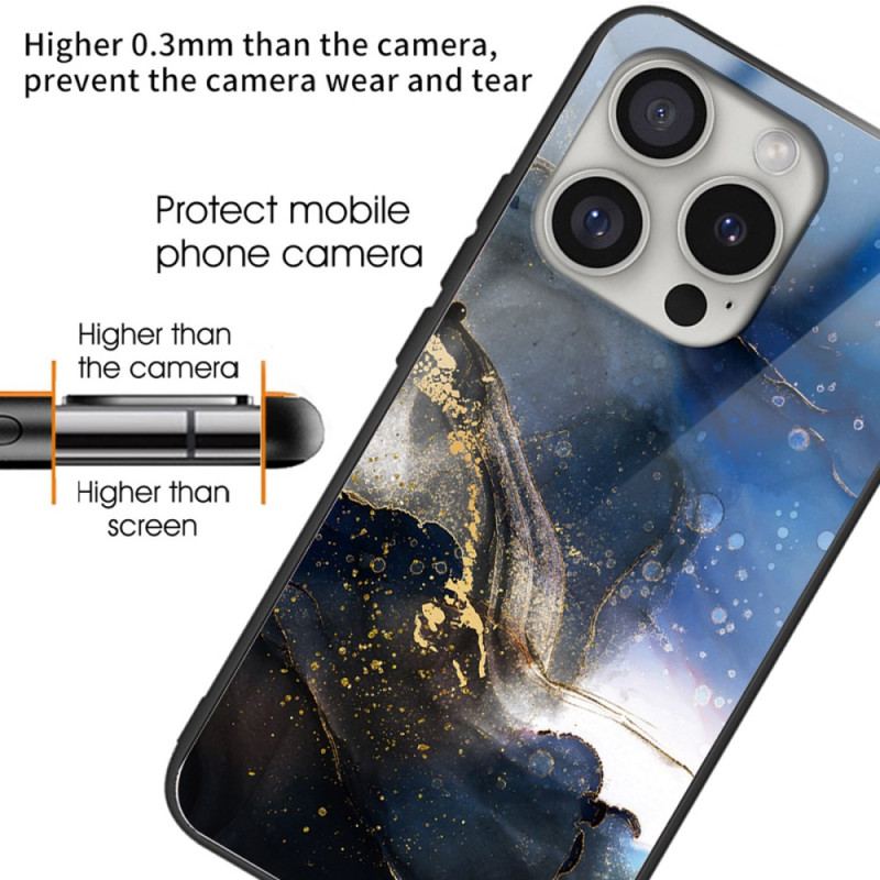 Etui iPhone 16 Pro Max Orzeł Ze Szkła Hartowanego CZarno-niebieski Etui Ochronne