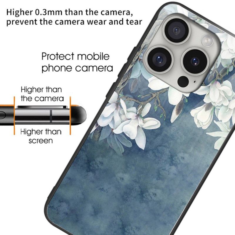 Etui iPhone 16 Pro Max Szkło Hartowane Z Nadrukiem Magnolii Etui Ochronne