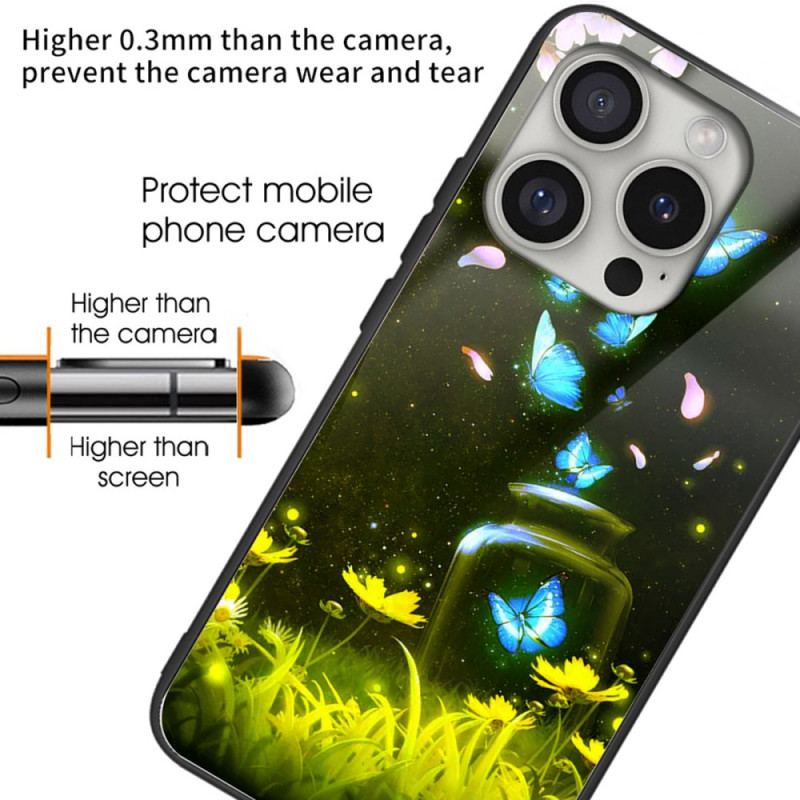 Futerały iPhone 16 Pro Max Etui Na Telefon Motyle Ze Szkła Hartowanego W Butelce