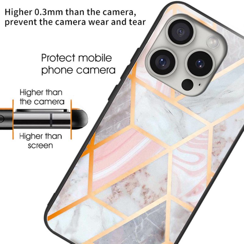 Futerały iPhone 16 Pro Max Etui Na Telefon Szkło Hartowane Z Różowego Marmuru