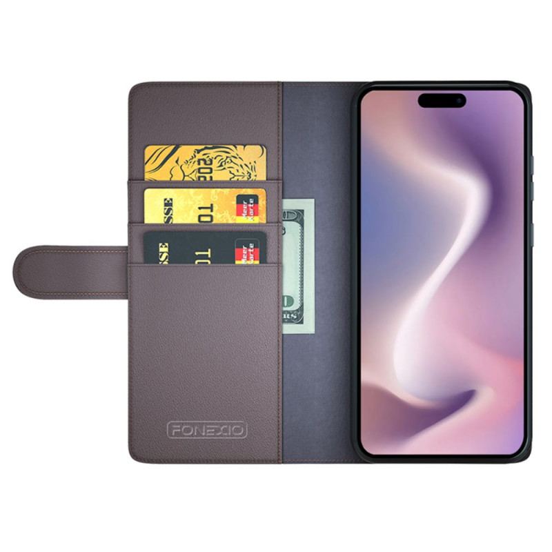 Skórzany Futerał iPhone 16 Pro Max Etui Na Telefon Prawdziwa Skóra